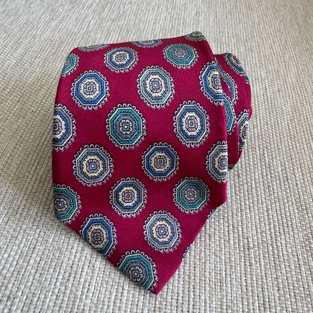 Stefano Ricci Elegant Red Medallion Geometric Italy Silk Men's Tie